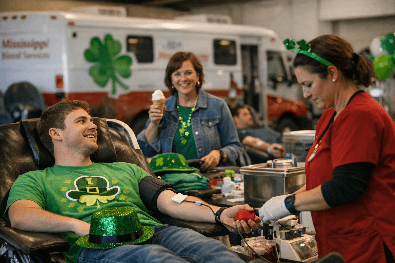 Mississippi Blood Services Hosts St. Patrick's Day Blood Drive, Offers Free Ice Cream