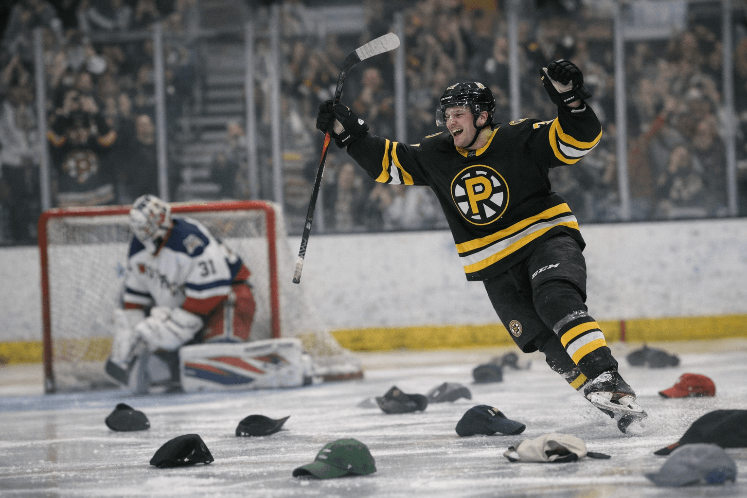 Gallagher's Hat Trick Powers Bruins Shutout Win Over Hartford