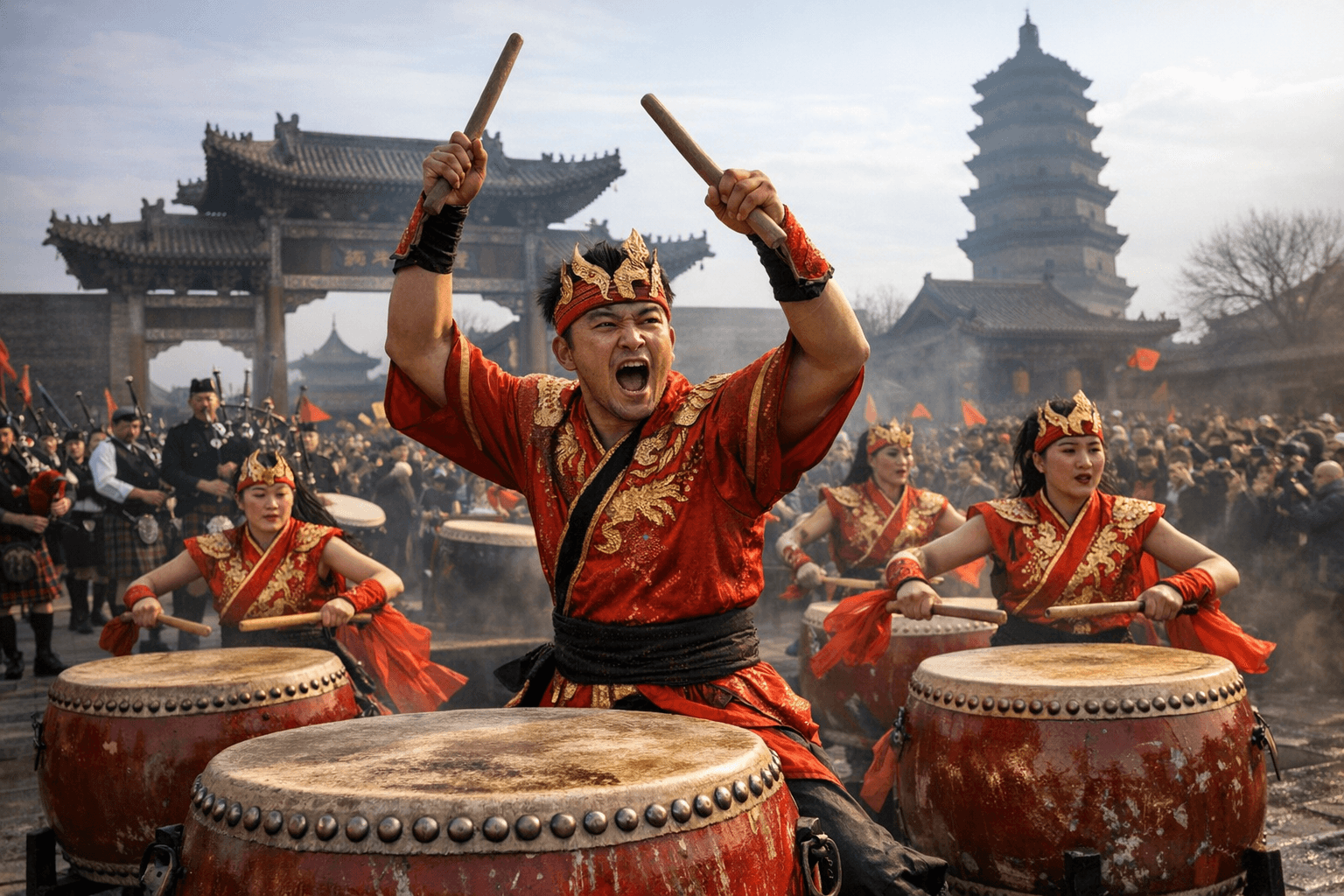 National Drum King Competition Brings 14 Teams to Zhengding Ancient City