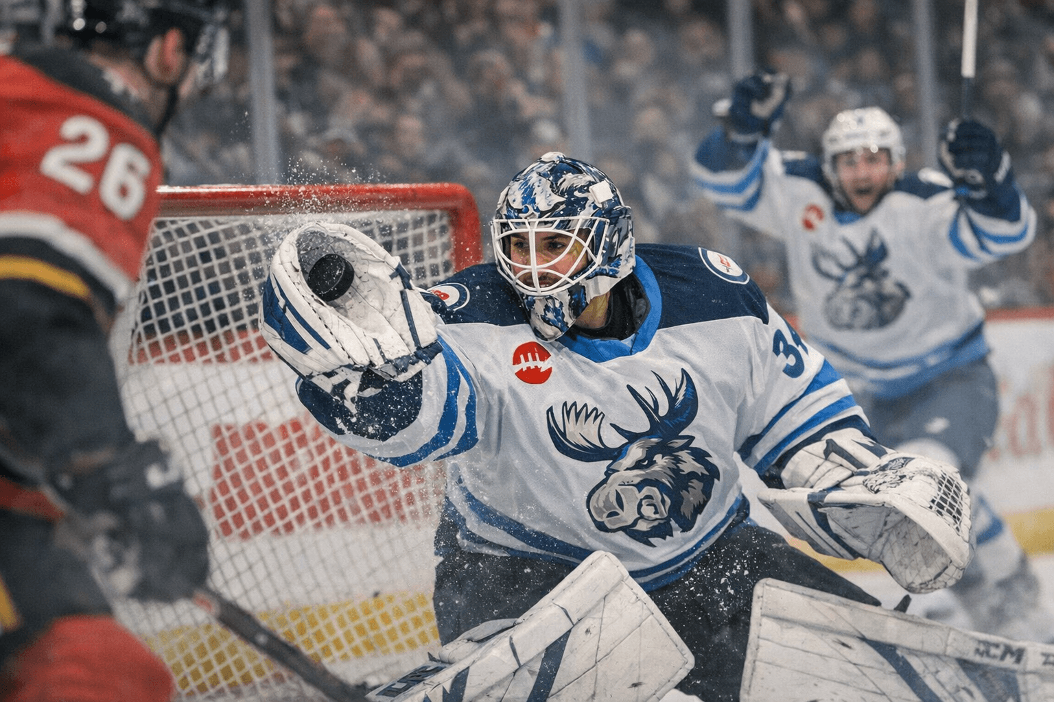 Milic Posts Career-High 44 Saves as Moose Rebound with 4-2 Win