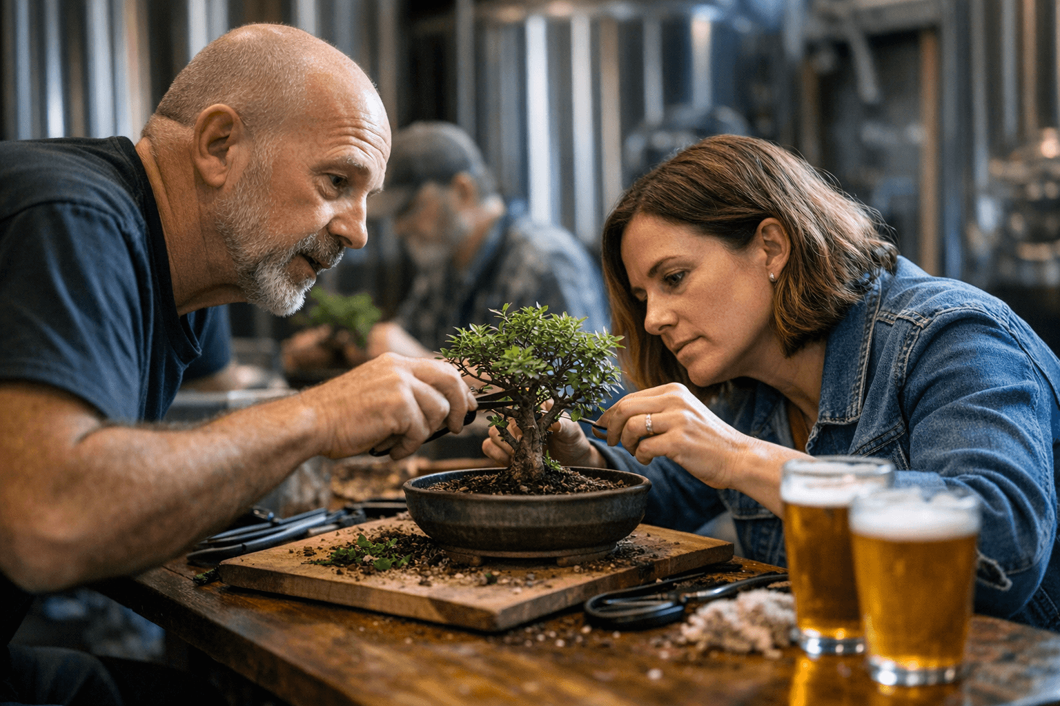 Zen Den Bonsai Workshop Teaches Serissa Styling at Fort Walton Beach Brewery