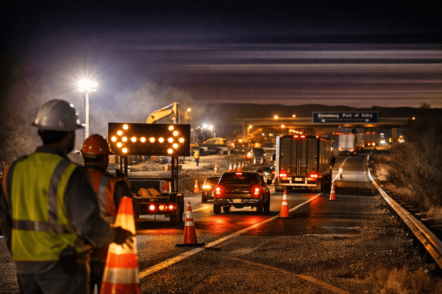 ADOT Plans Nightly I-10 Lane Restrictions Near Ehrenberg Port of Entry