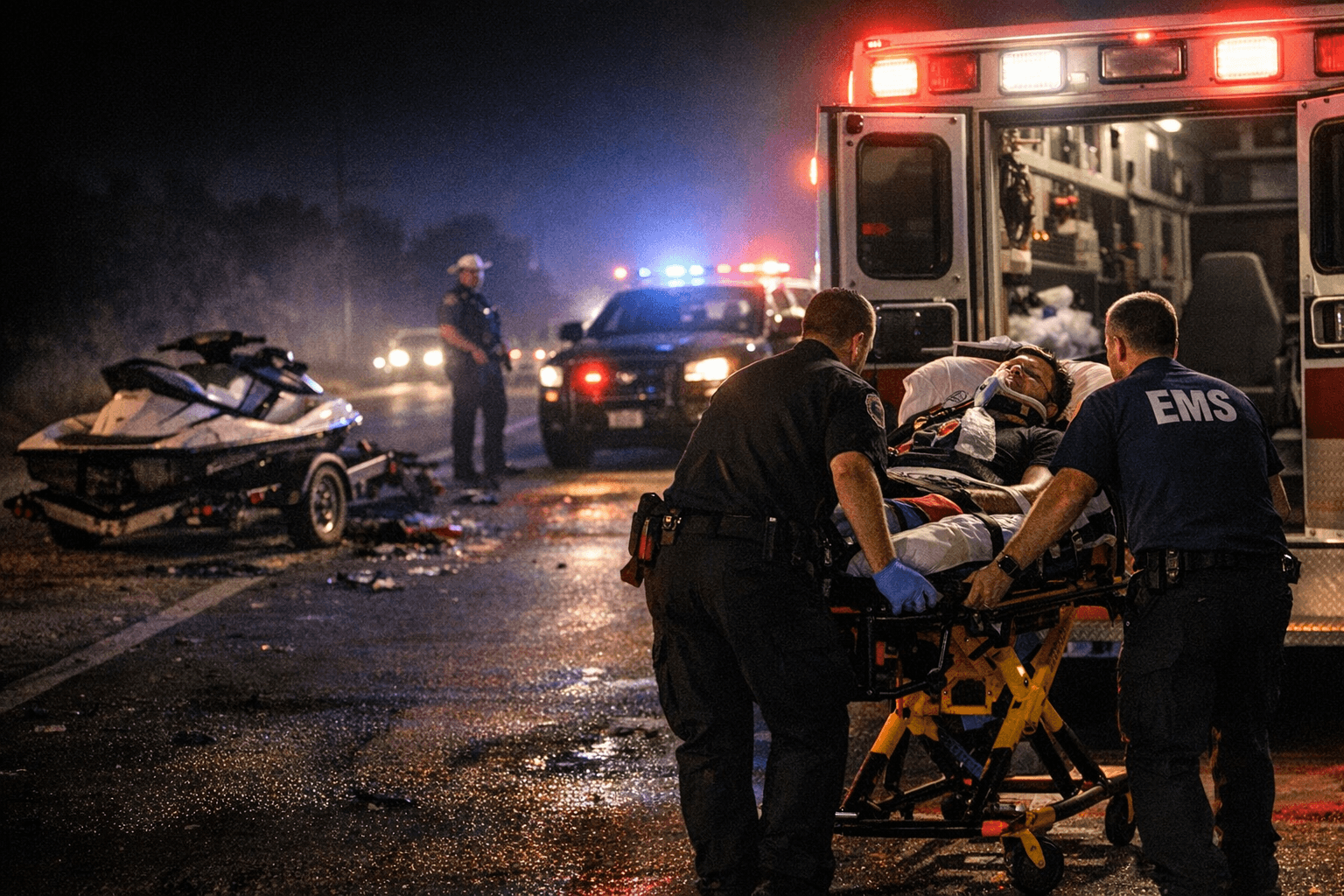 Man Critically Hurt After Jet Ski Falls Off Trailer on Beaumont Highway