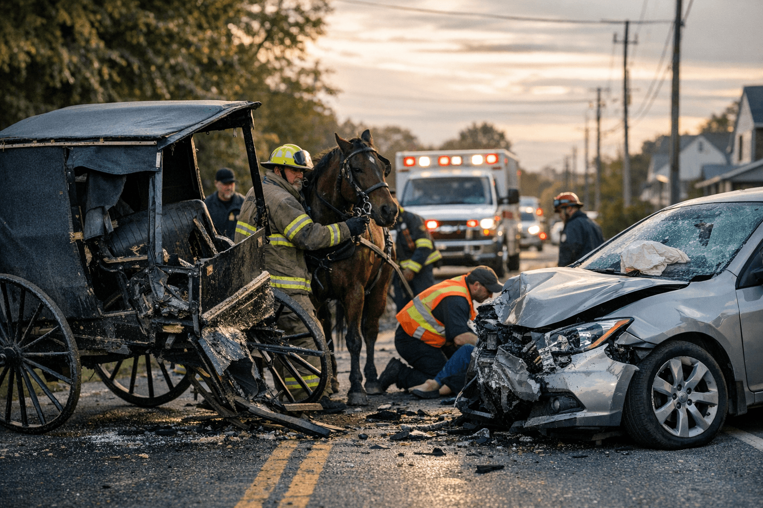 Union County Emergency Crews Respond to Vehicle, Horse-Drawn Buggy Collision