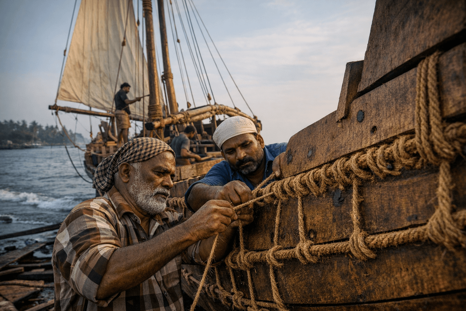 India Rebuilds Ancient Nail-Free Stitched Ship for Ocean Voyages