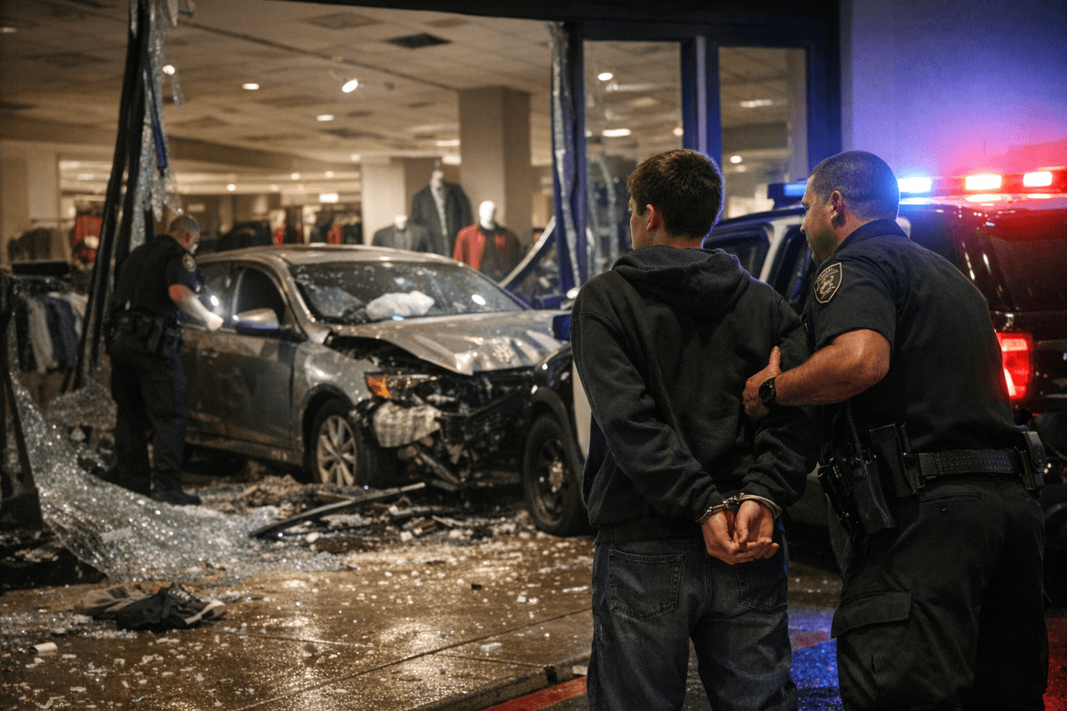 Teen Arrested After Stealing Parents' Car, Crashing Into Fresno Macy's