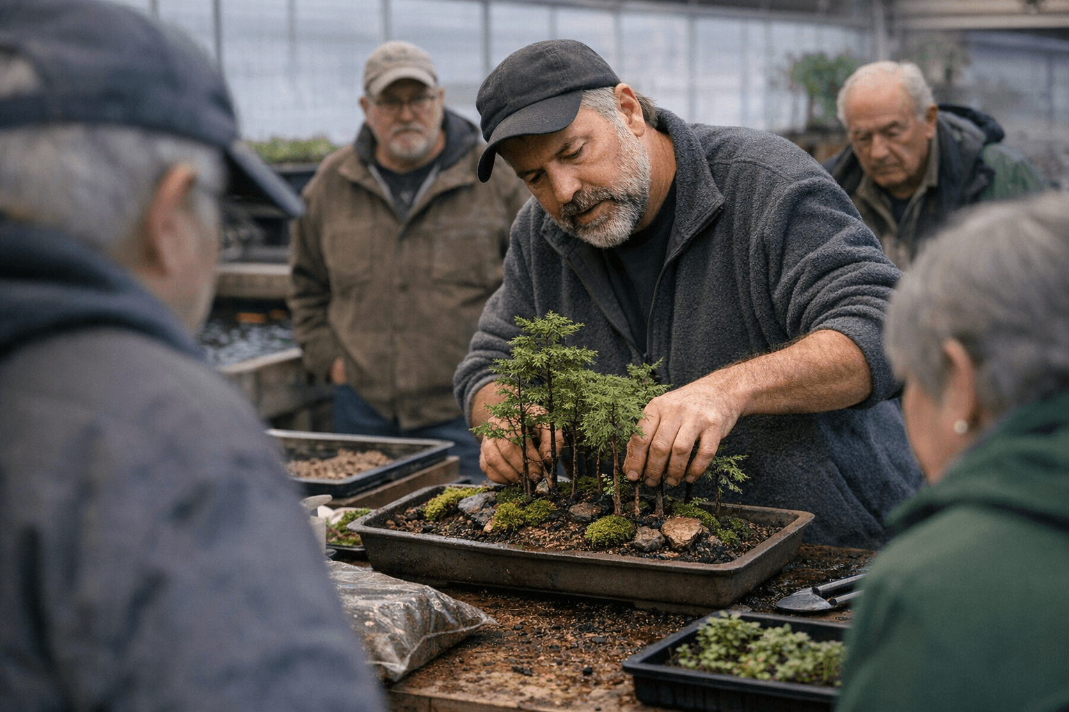 Columbus Bonsai Society Hosts Ken Huth for March Repotting, Forest Planting Workshop