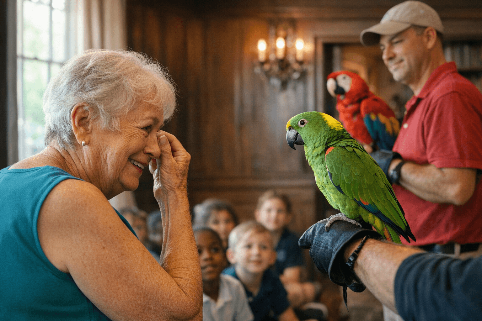 Sarasota Jungle Gardens Brings Parrots to Reid House for Local Schoolchildren