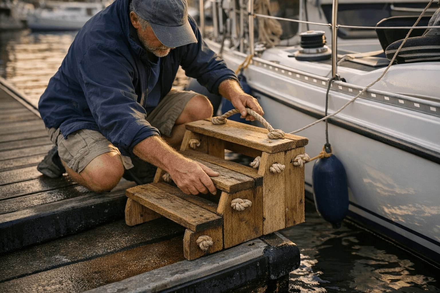 Build a Boat Boarding Step for £10 Using Salvaged Wood