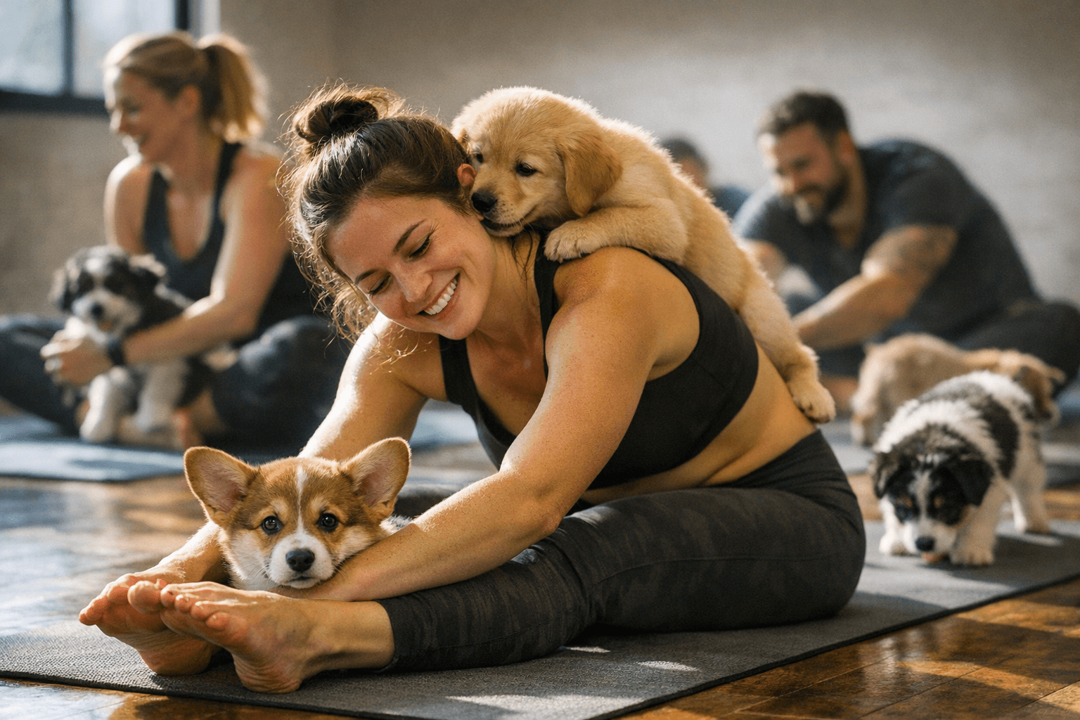 Puppy Yoga Classes Offer Feel-Good Benefits for Dogs and Owners