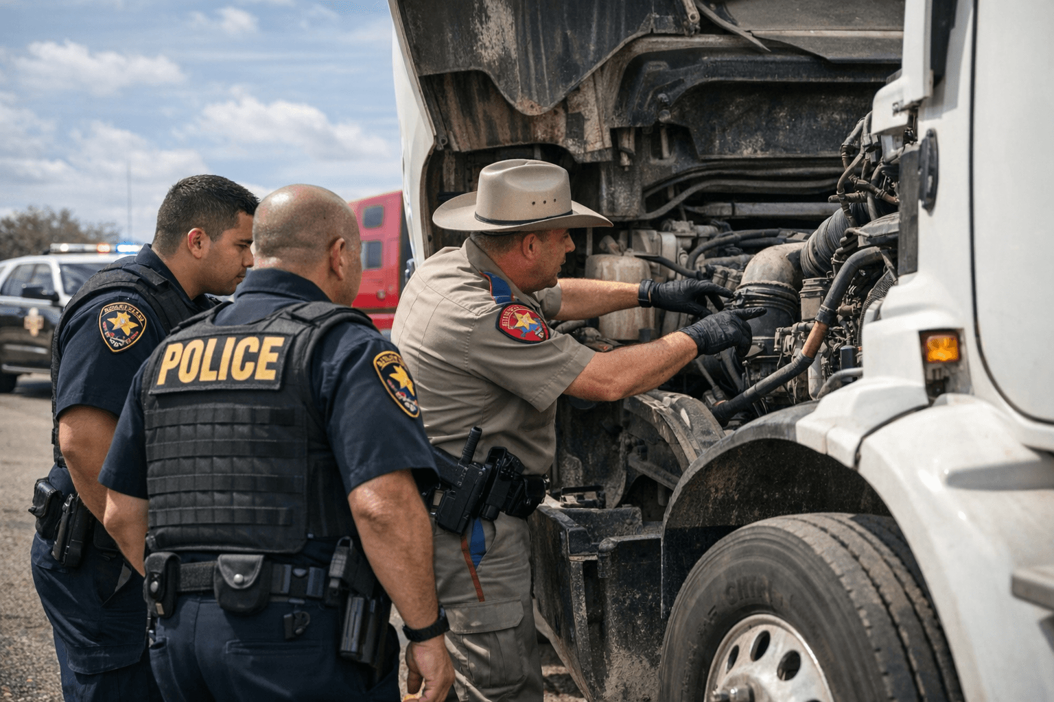 Texas DPS Trains Alice Officers on Semi-Truck Inspections and Commercial Vehicle Safety