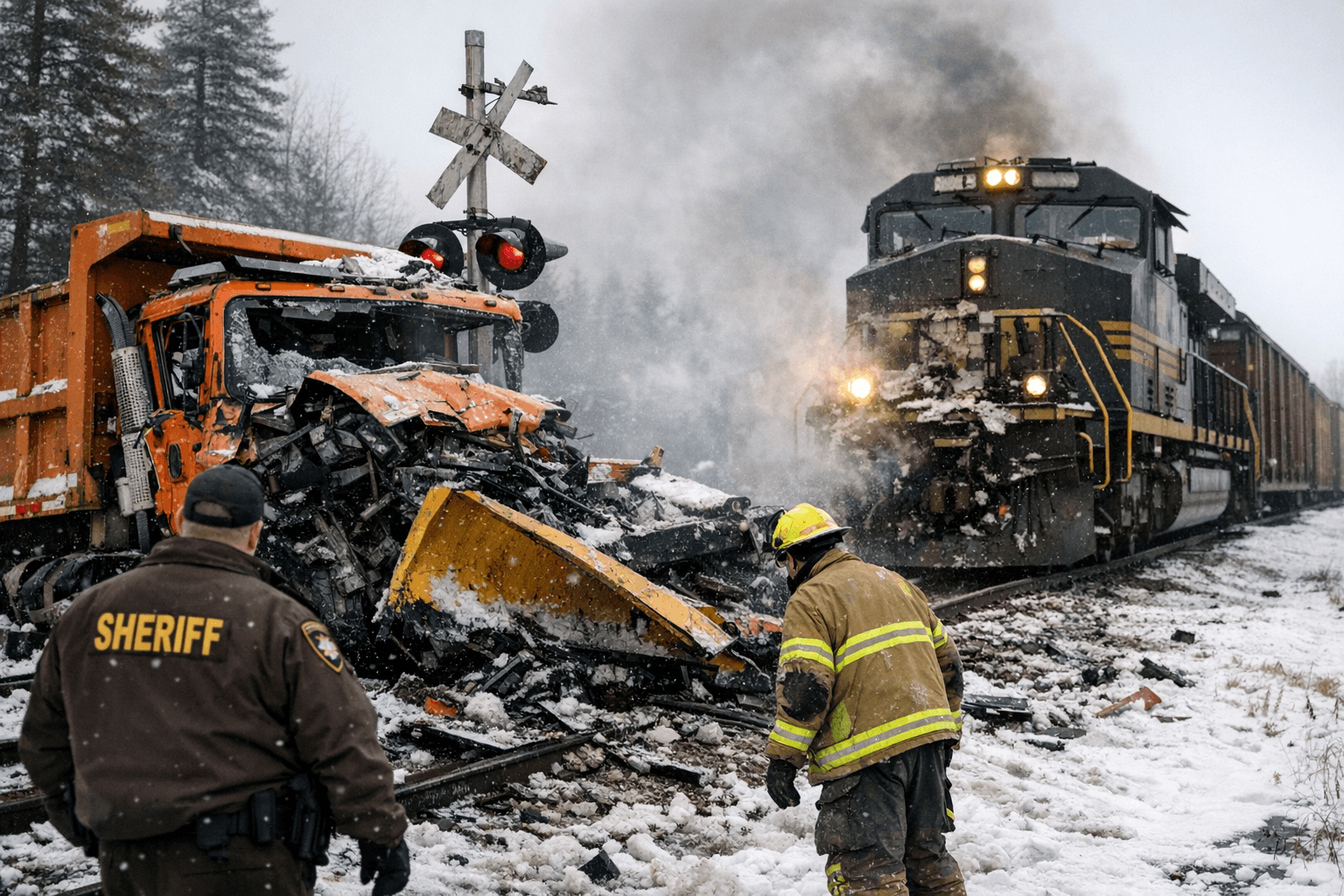 Train Strikes St. Louis County Snowplow at Bessette Road Crossing Near Orr