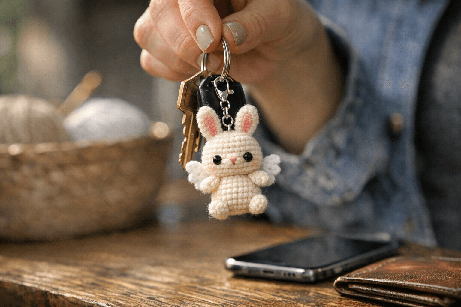 New Mini Winged Bunny Amigurumi Pattern Makes a Perfect Tiny Keychain Charm