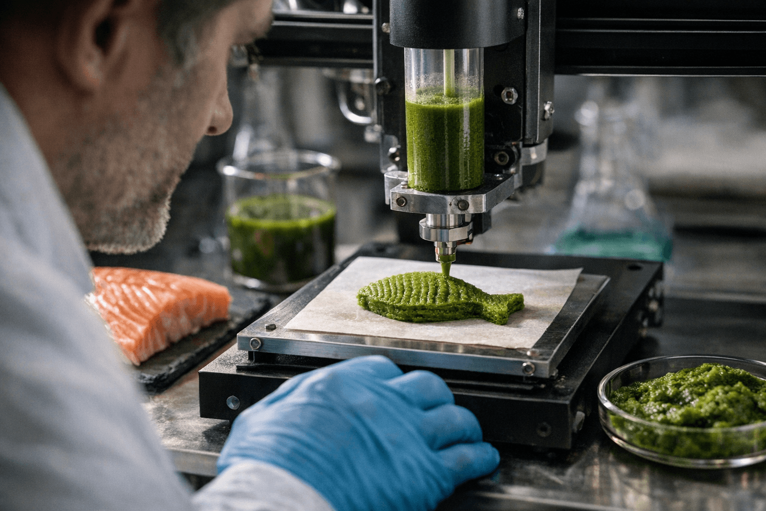 Microalgae-Based 3D Food Ink Mimics Fish Texture With Precise Processing Window