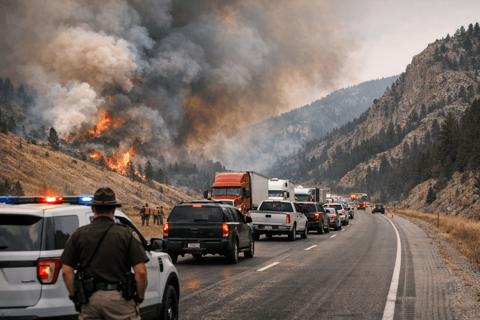 Wildfire Near Sieben Flats Closes Southbound I-15 North of Helena