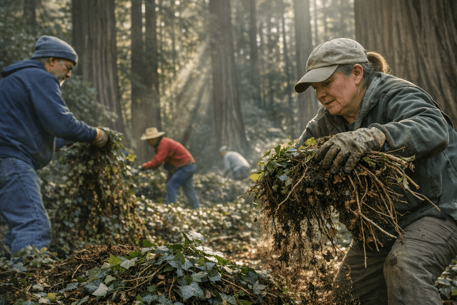 Volunteers Needed to Pull Invasive Ivy from Eureka's Sequoia Park Grove