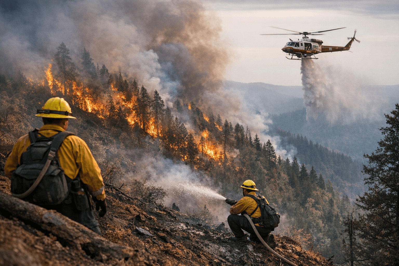 Salmon Fire Burns Steep, Wooded Ridge Southwest of Myers Flat