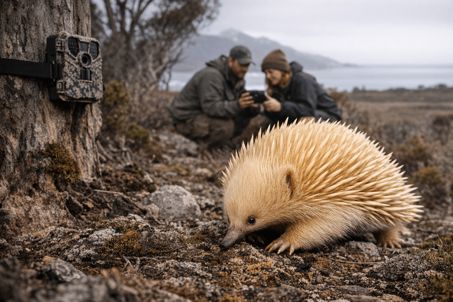 Camera Traps on Remote Tasmanian Island Capture Rare Blonde Echidnas and Marsupials