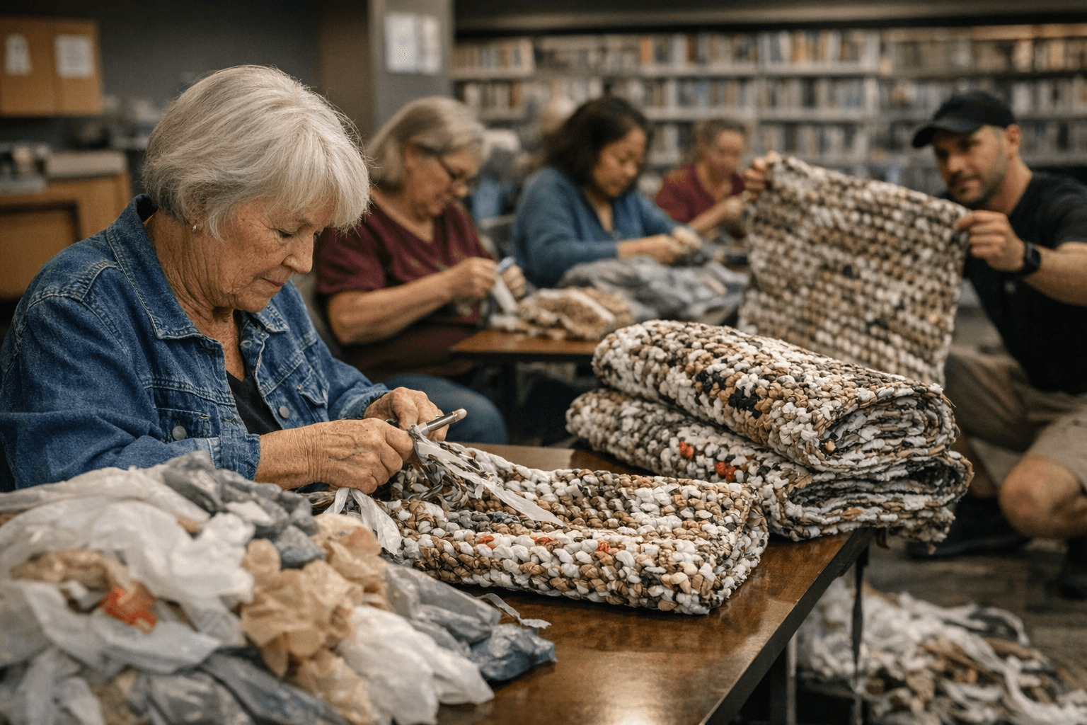 Centennial Hills Library Hosts Crochet Meet-Up, Turning Plastic Bags Into Homeless Shelter Mats