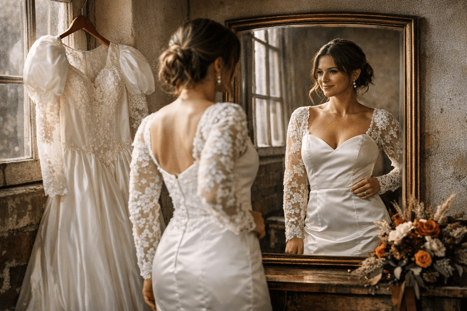 Bride Transforms Her Mother's 1990 Wedding Gown Into a Fall Reception Look