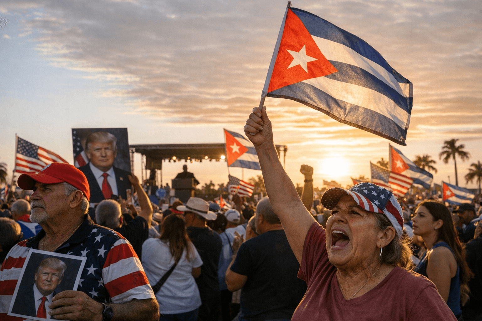 Cuban-Americans Rally in Hialeah, Urging Trump to Free Cuba Next