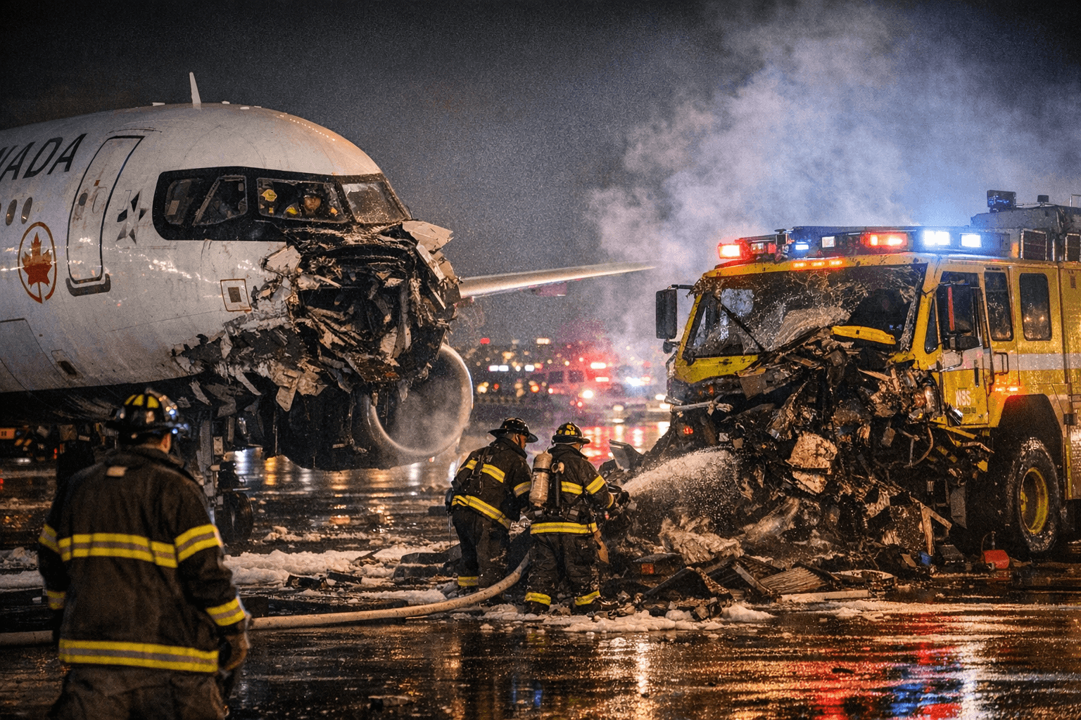 LaGuardia Runway Safety System Failed to Alert Before Air Canada Jet Hit Fire Truck