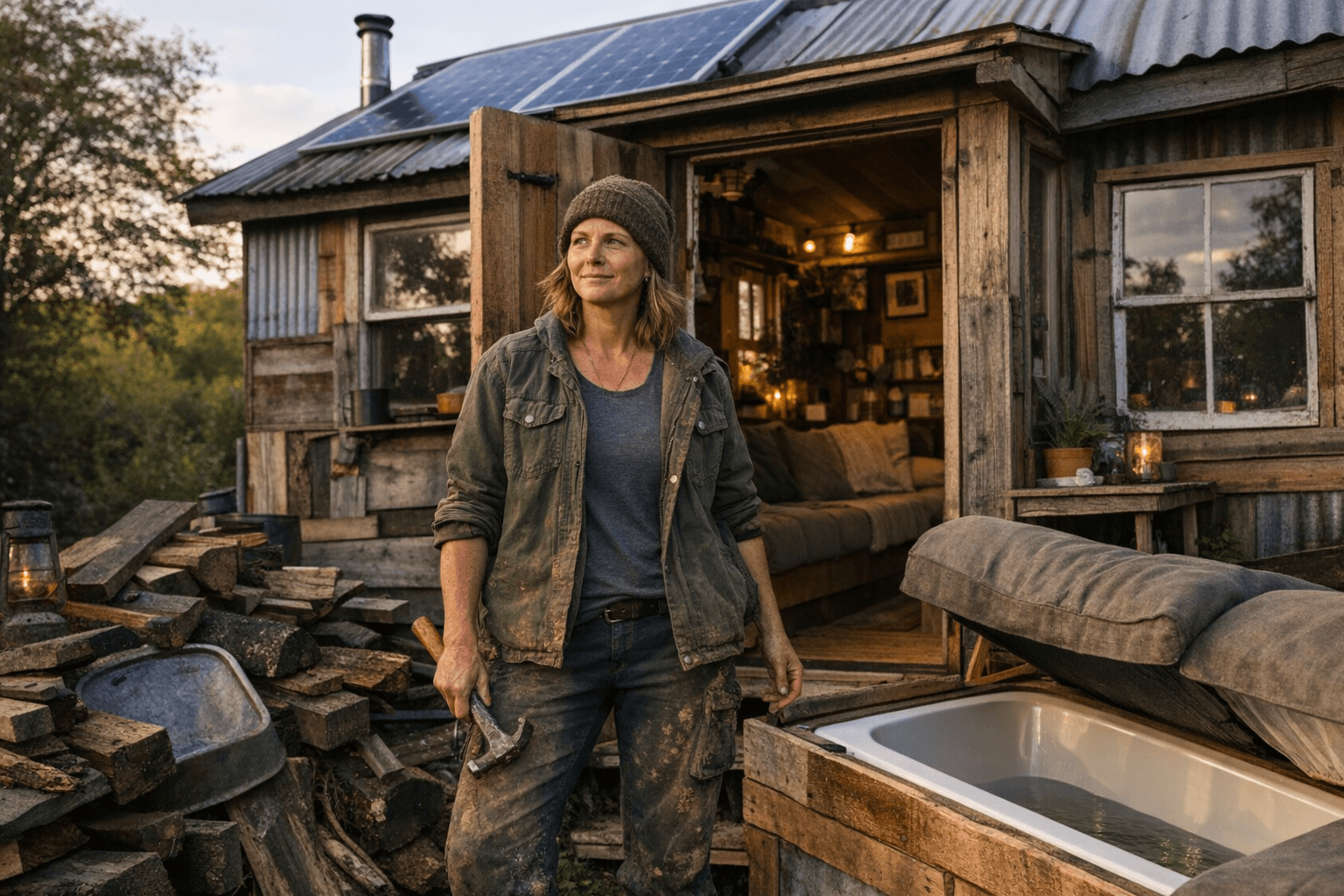 British Woman Spends Four Years Building Off-Grid Tiny Home From Reclaimed Materials