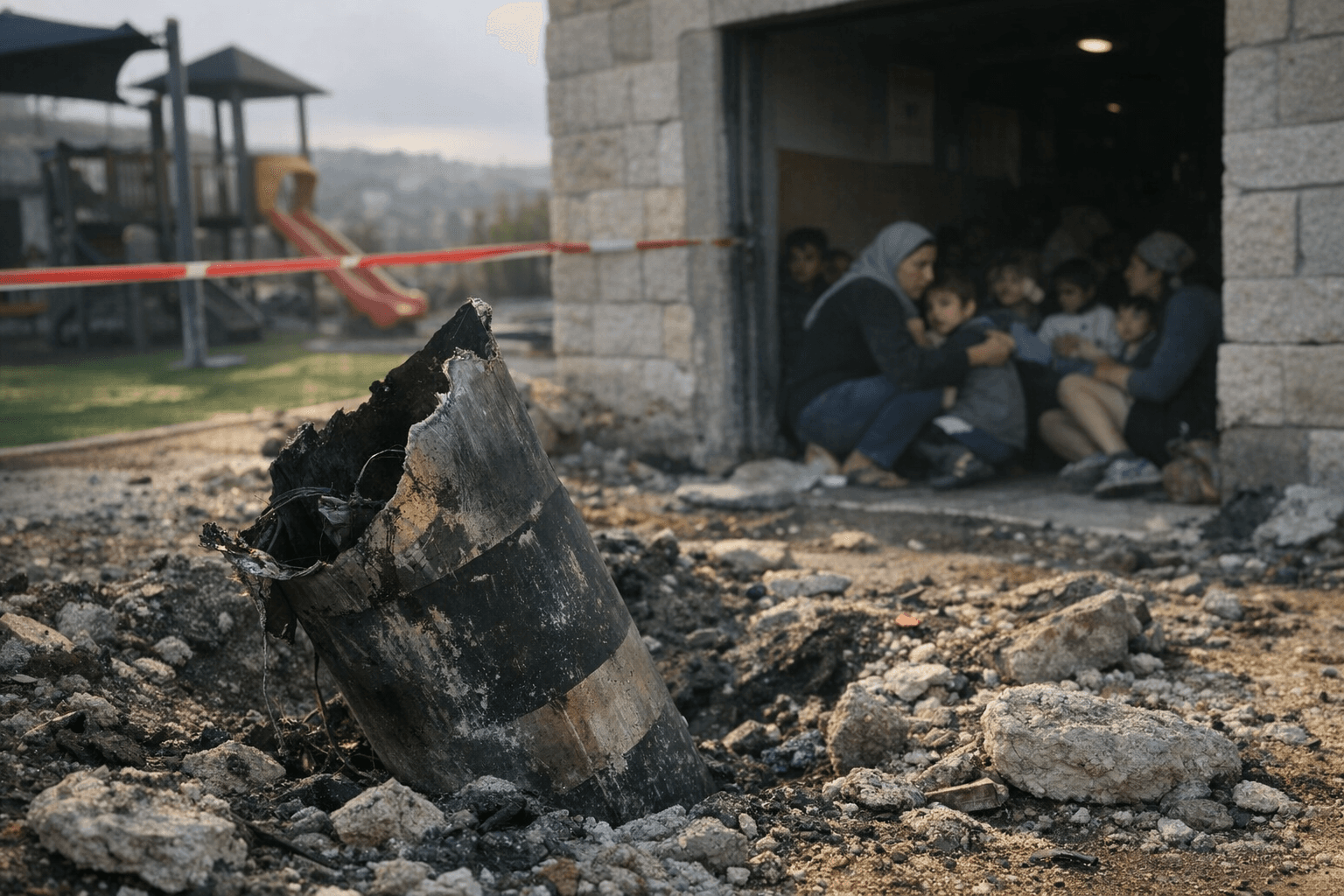 Iranian Missile Fragment Lands in Samaria Schoolyard, Families Sheltering Inside