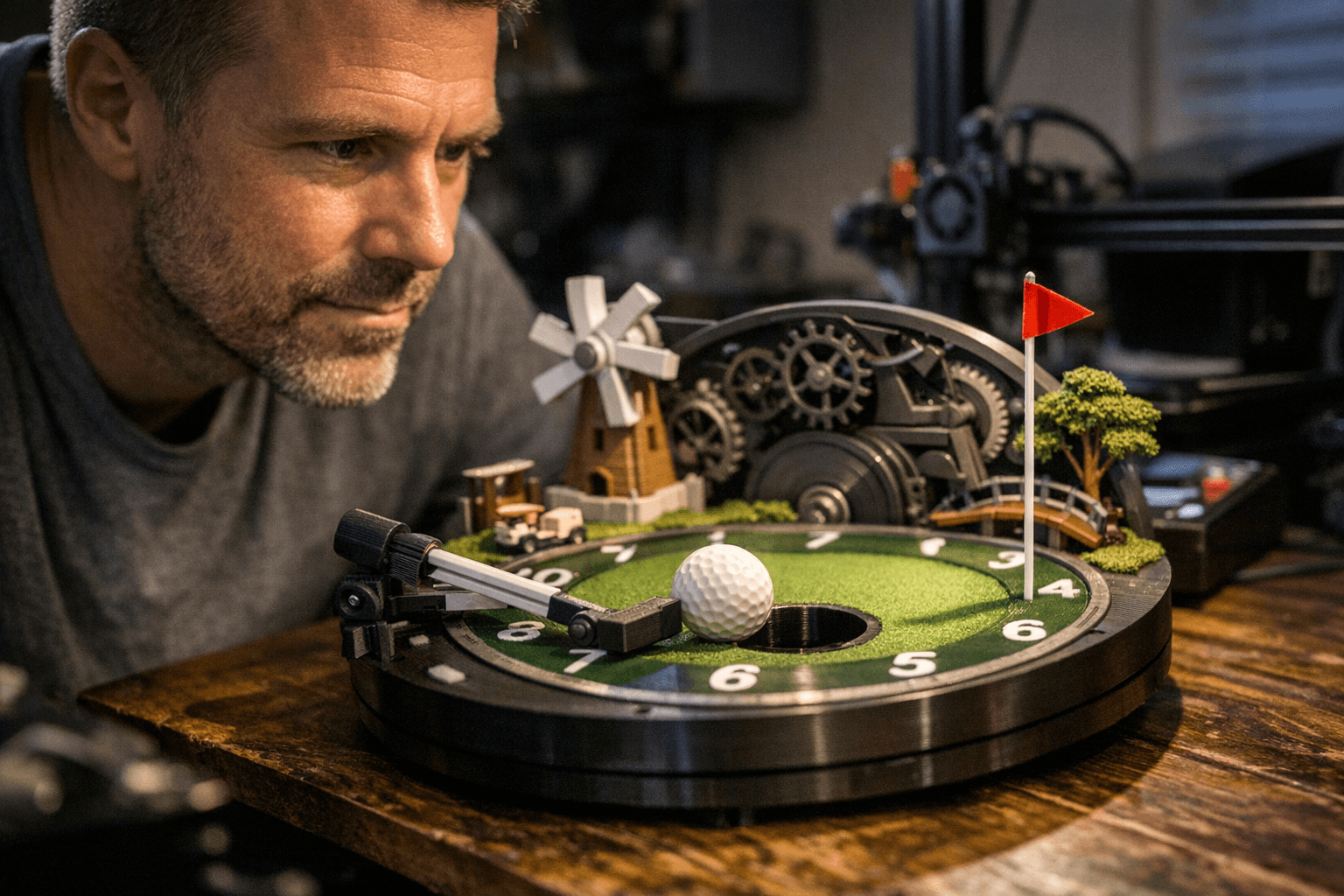 Maker Builds 3D Printed Golf Clock That Taps Hours Into Place