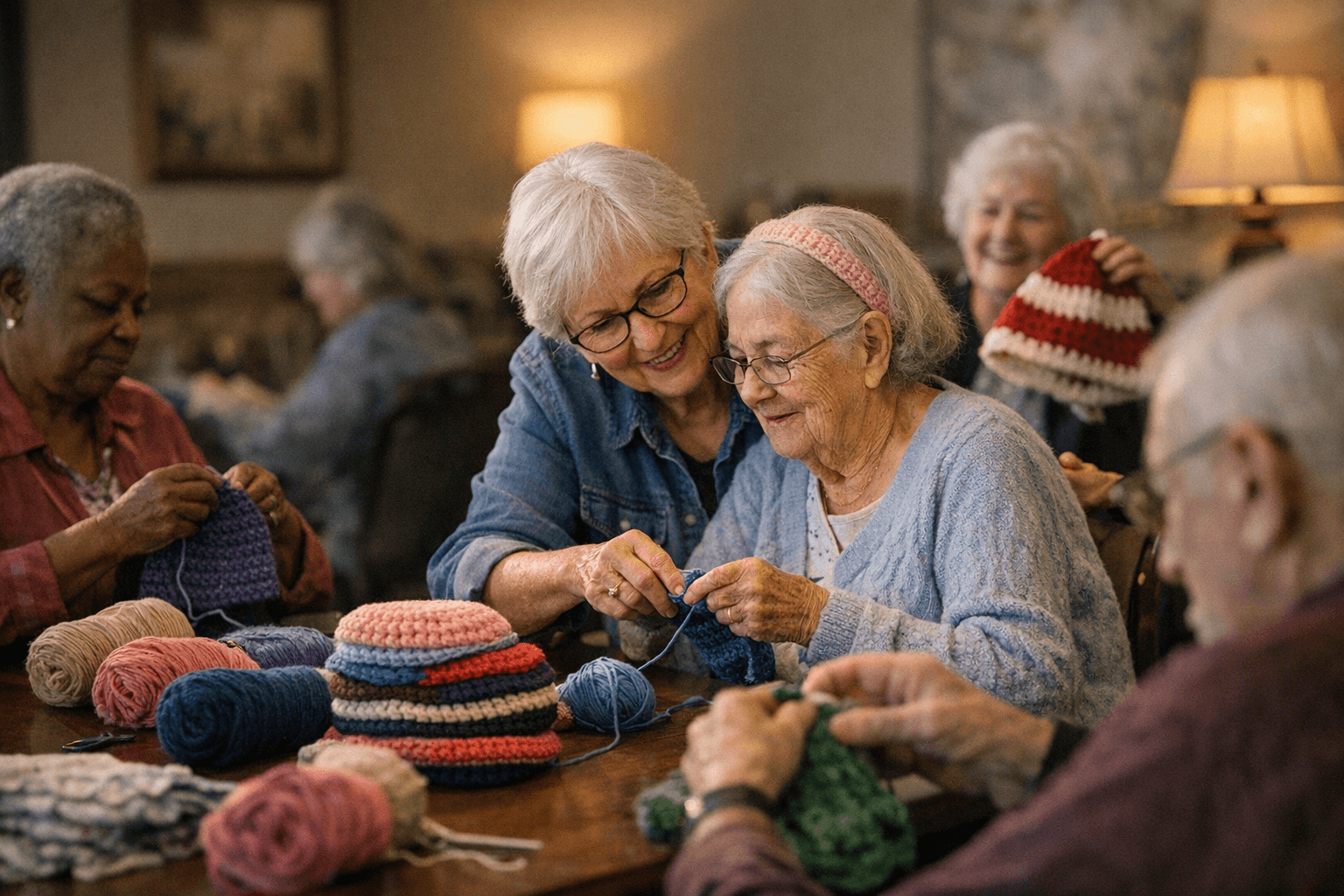 Retired Librarian's Crochet Circle Brings Purpose and Joy to Assisted Living Residents