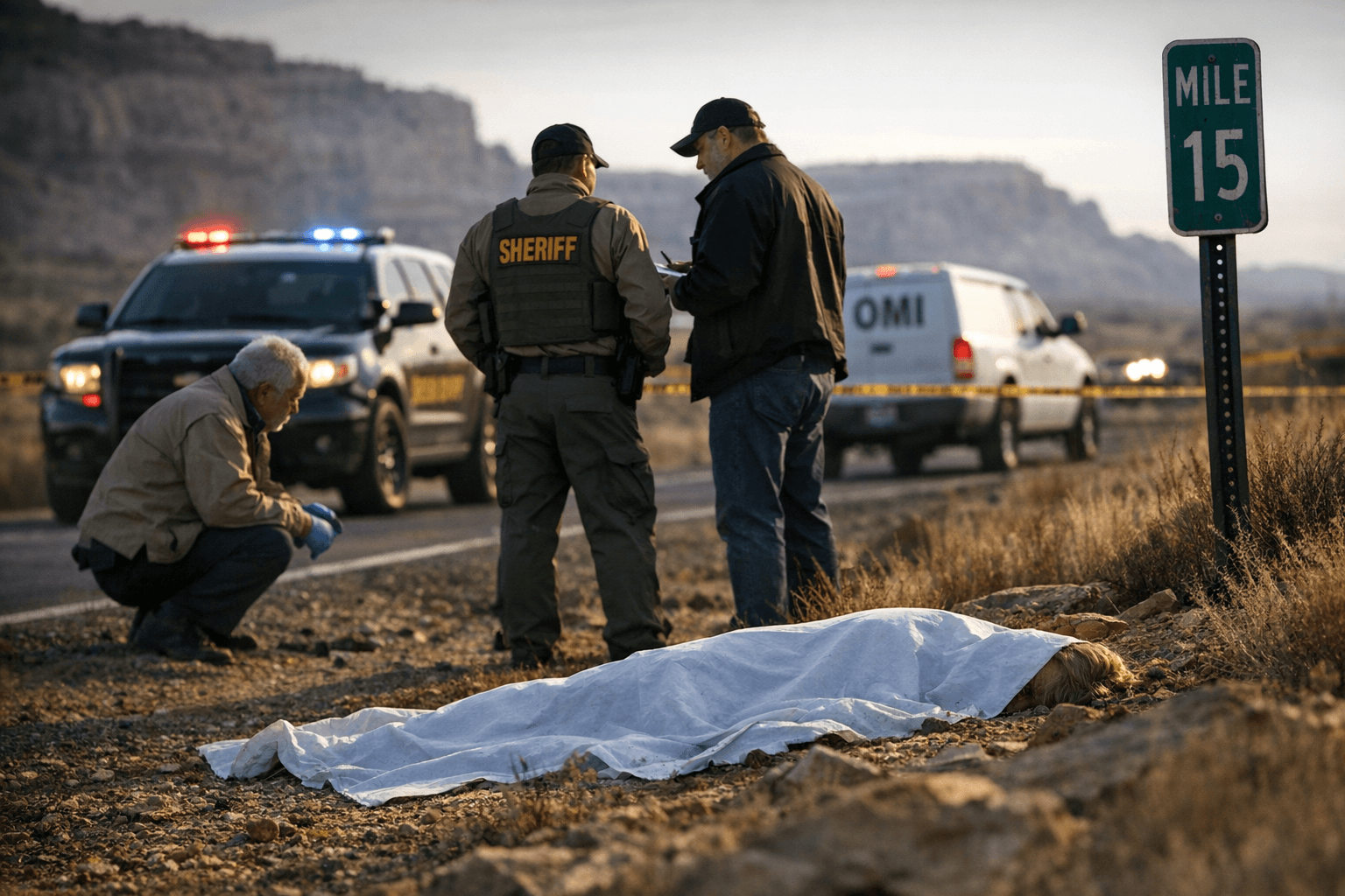 Woman Found Dead Near Route 66 Mile Marker 15, Investigators on Scene