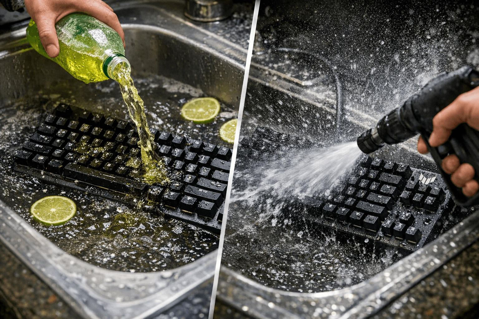 Asus TUF Gaming K3 Gen II Survives Dunking, Soda, and High-Pressure Water