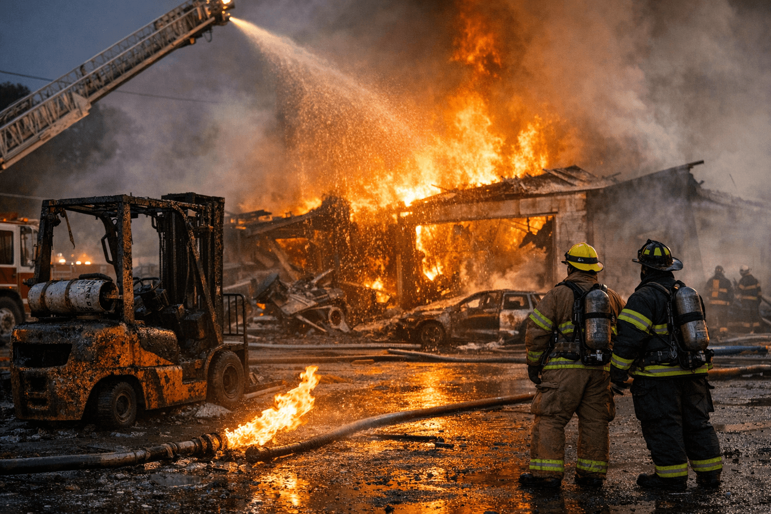 Fourth-Alarm Fire Destroys Middletown Commercial Garage, Forklift Blamed
