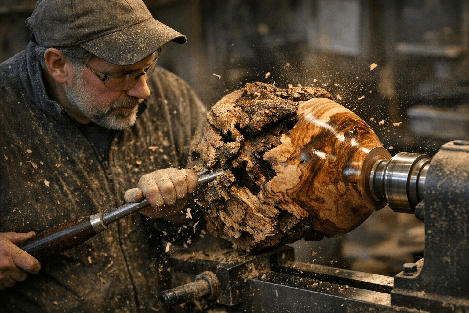 Turner Transforms Unusual Blank Into Stunning Decorative Piece at the Lathe