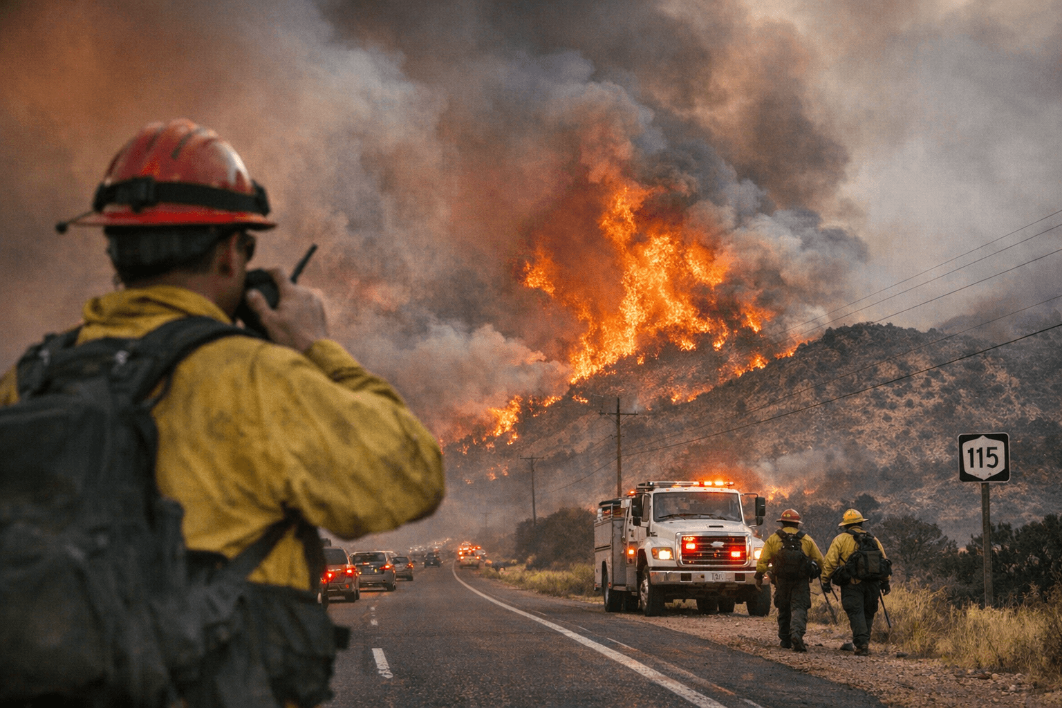 24 Fire Grows to Over 7,400 Acres Along Highway 115 Near Penrose