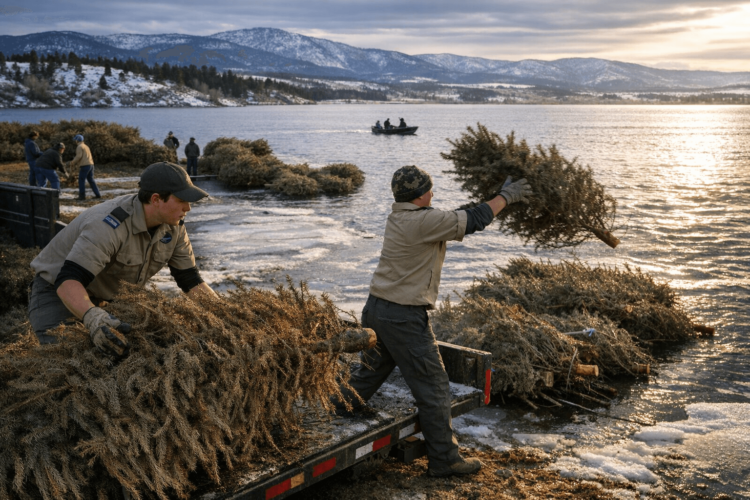 Helena Scouts Collect 1,600 Christmas Trees to Boost Canyon Ferry Perch Habitat