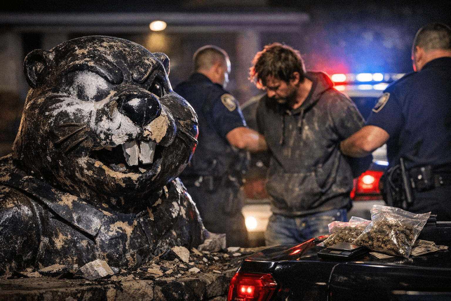 Lakeside Man Arrested After Vandalism of BVU Statue, Faces Drug Charges