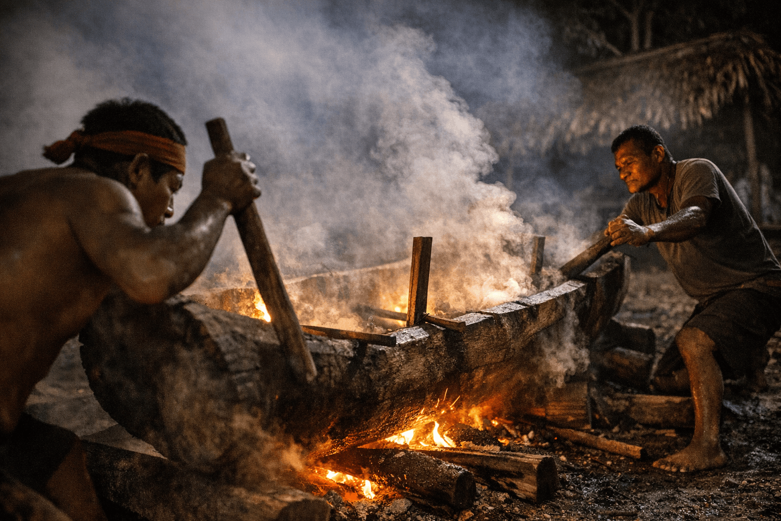 Ancient Canoe Builders Risk Weeks of Work Heating Wood Into Shape