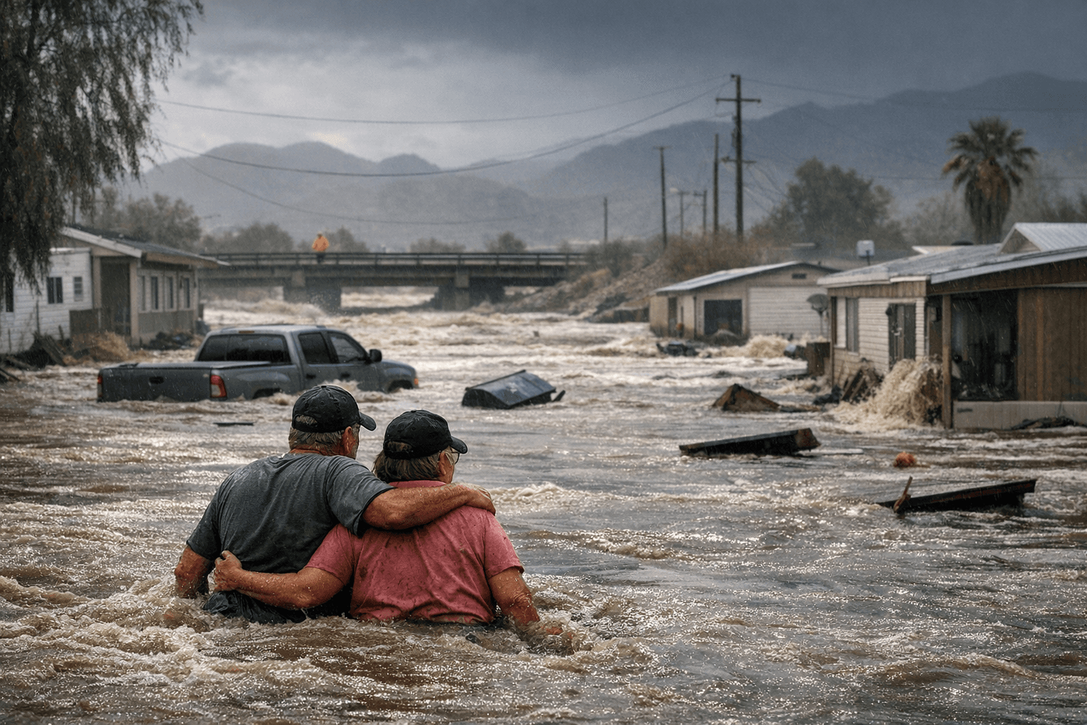 Bouse Wash Reaches 100-Year Flood Level, Inundating Homes and Streets