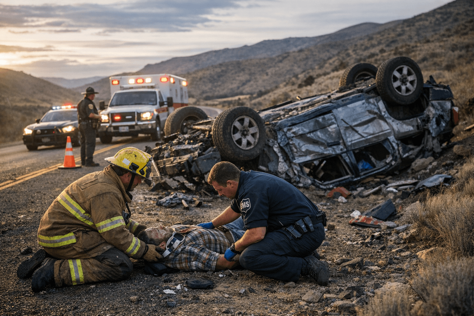 Two Injured After Vehicle Rolls on Highway 30 Near Huntington