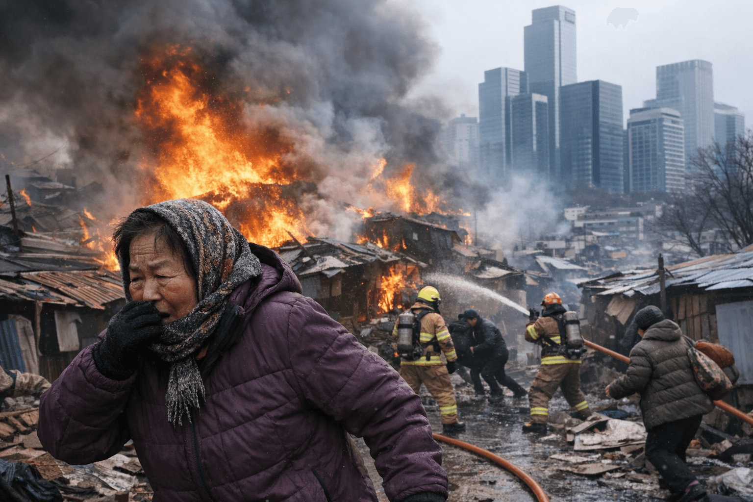 Fire Destroys Homes in Seoul's Gangnam Shantytown, Hundreds Evacuated