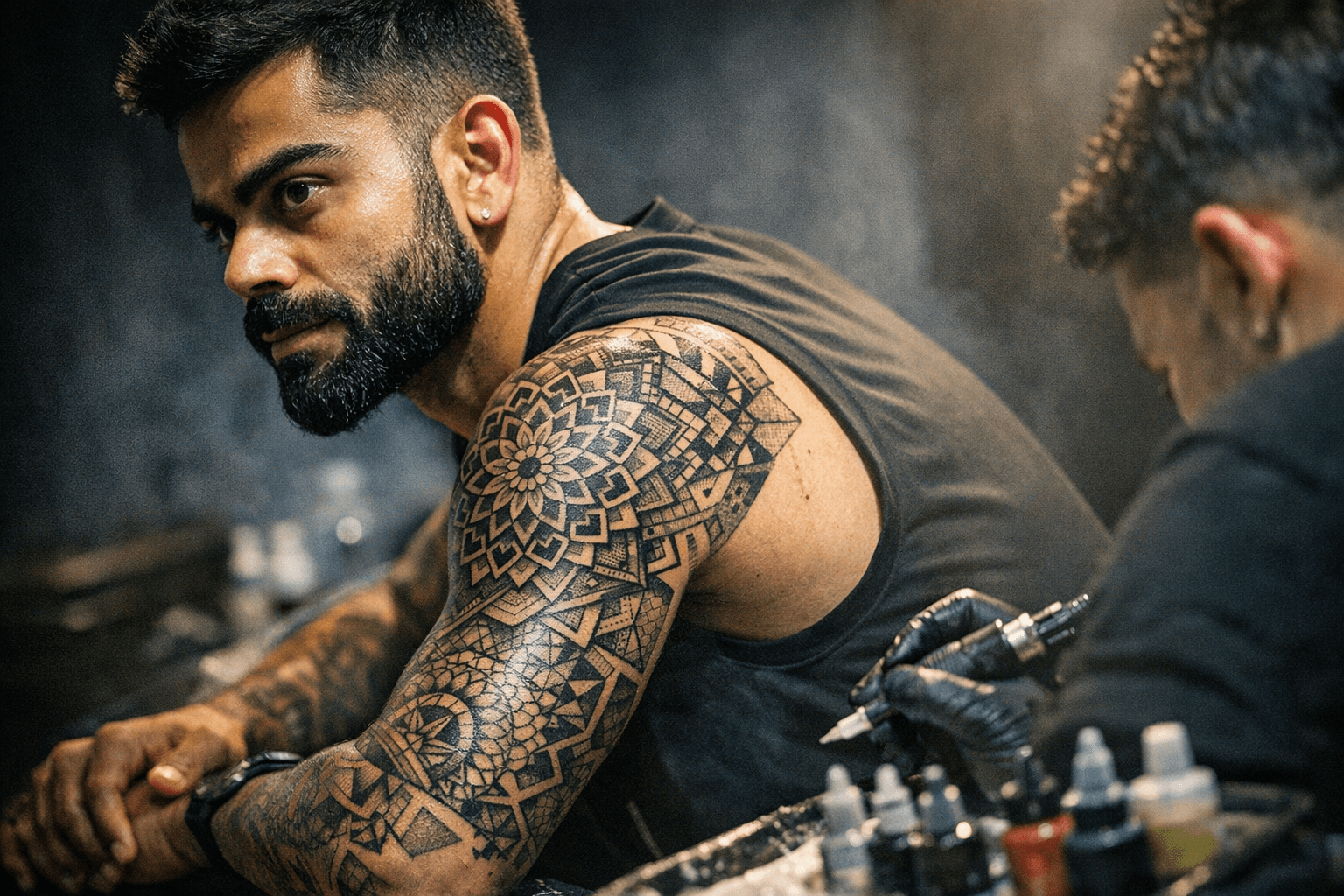 Virat Kohli's Geometric Sleeve Blends Mandala Art With Vegan Ink
