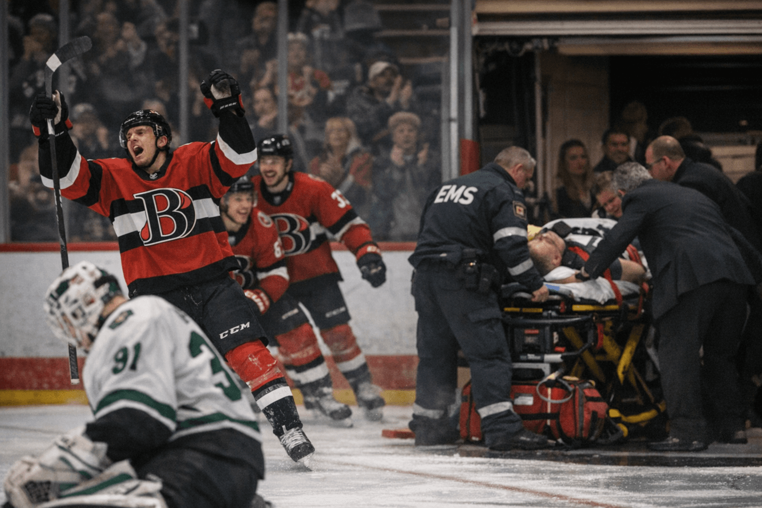 Kaliyev Hat Trick Highlights Senators' 5-0 Win, Stopped by Medical Emergency