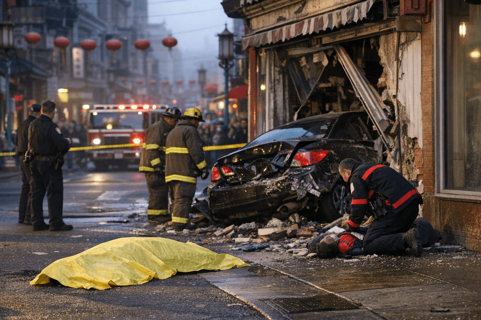 Fatal Chinatown Crash Kills One, Injures Another After Vehicle Strikes Building