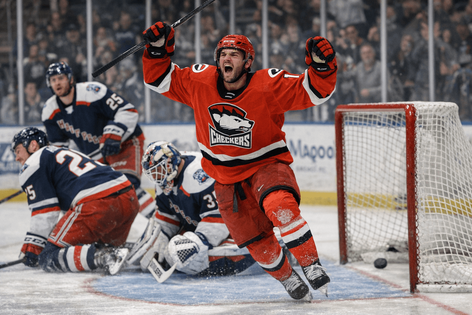 Pinho Scores Twice, Nets OT Winner as Checkers Edge Wolf Pack 2-1
