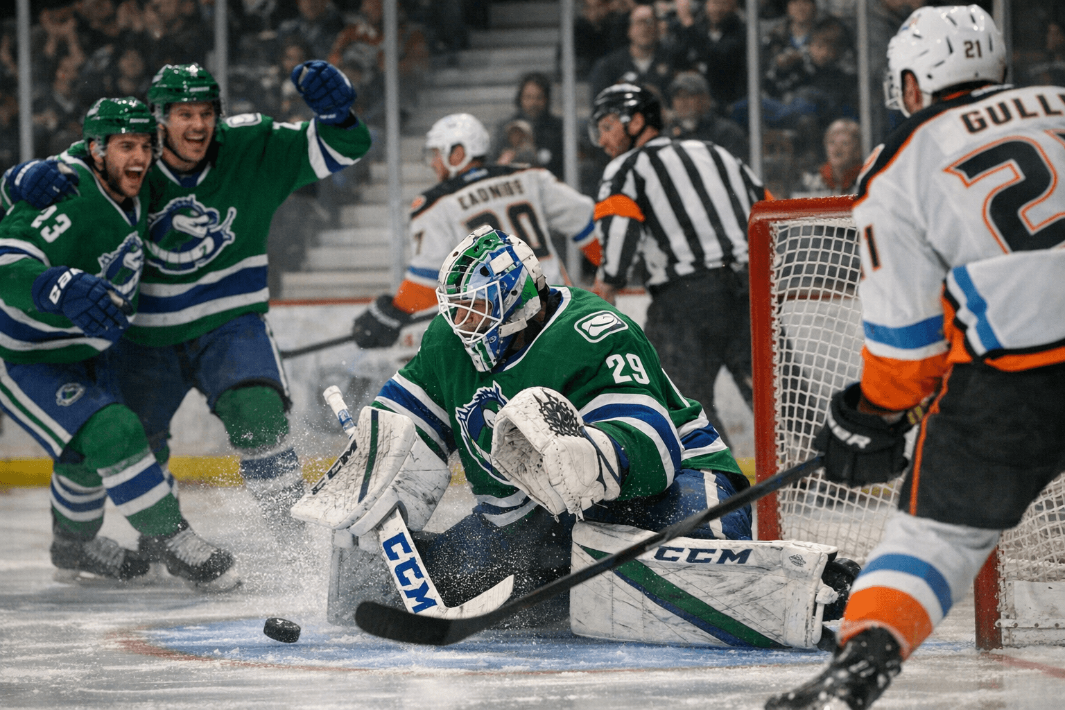 Canucks Down Gulls 5-2, Patera Stops 35 as Abbotsford Extends Push