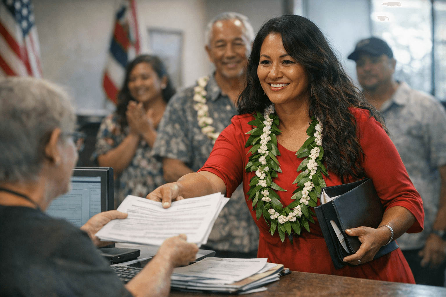 Kalaniumi Martin Files Nomination Papers for Kauai County Council