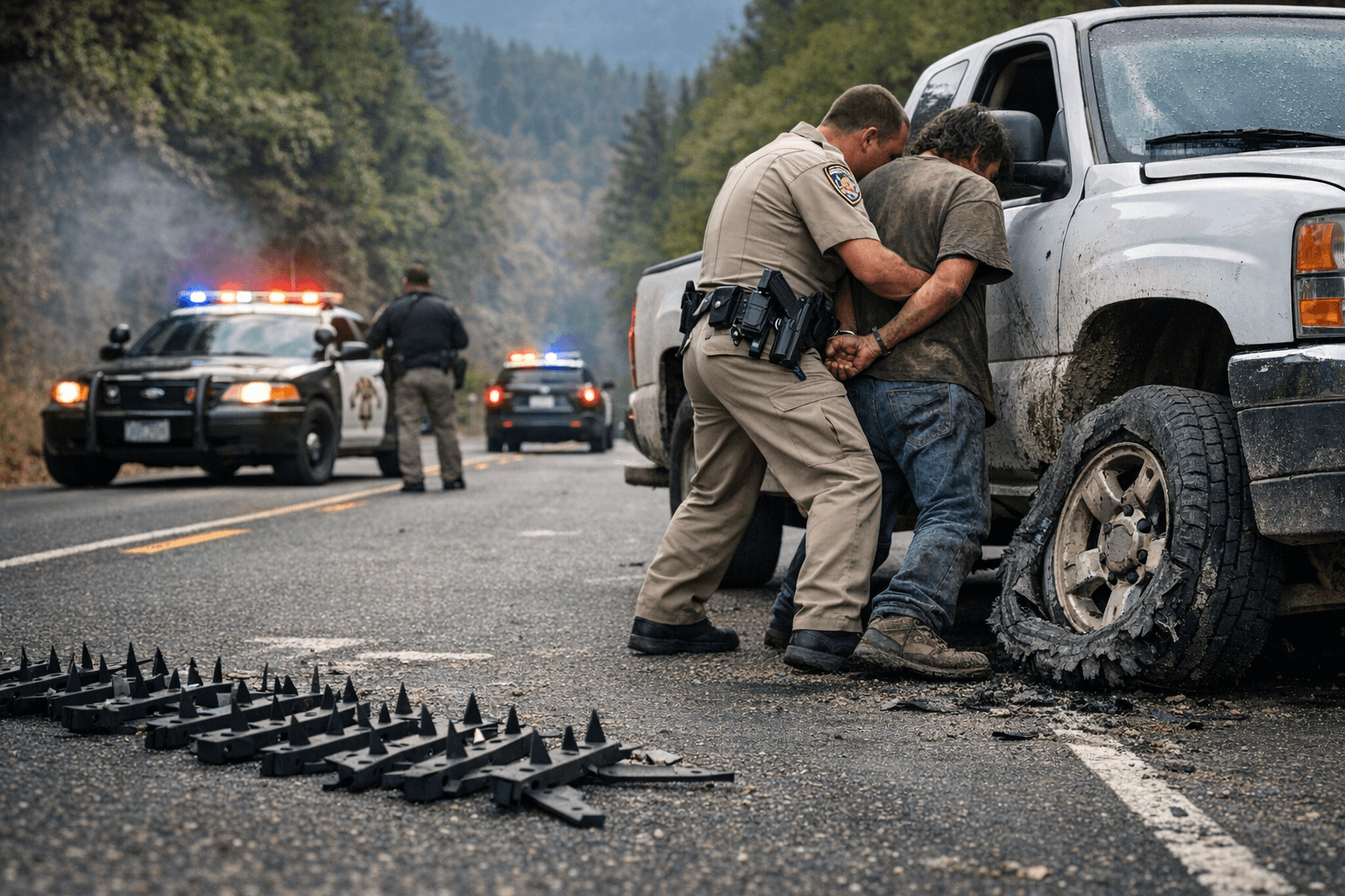 Spike Strips End Highway 299 Pursuit of Stolen Pickup Truck