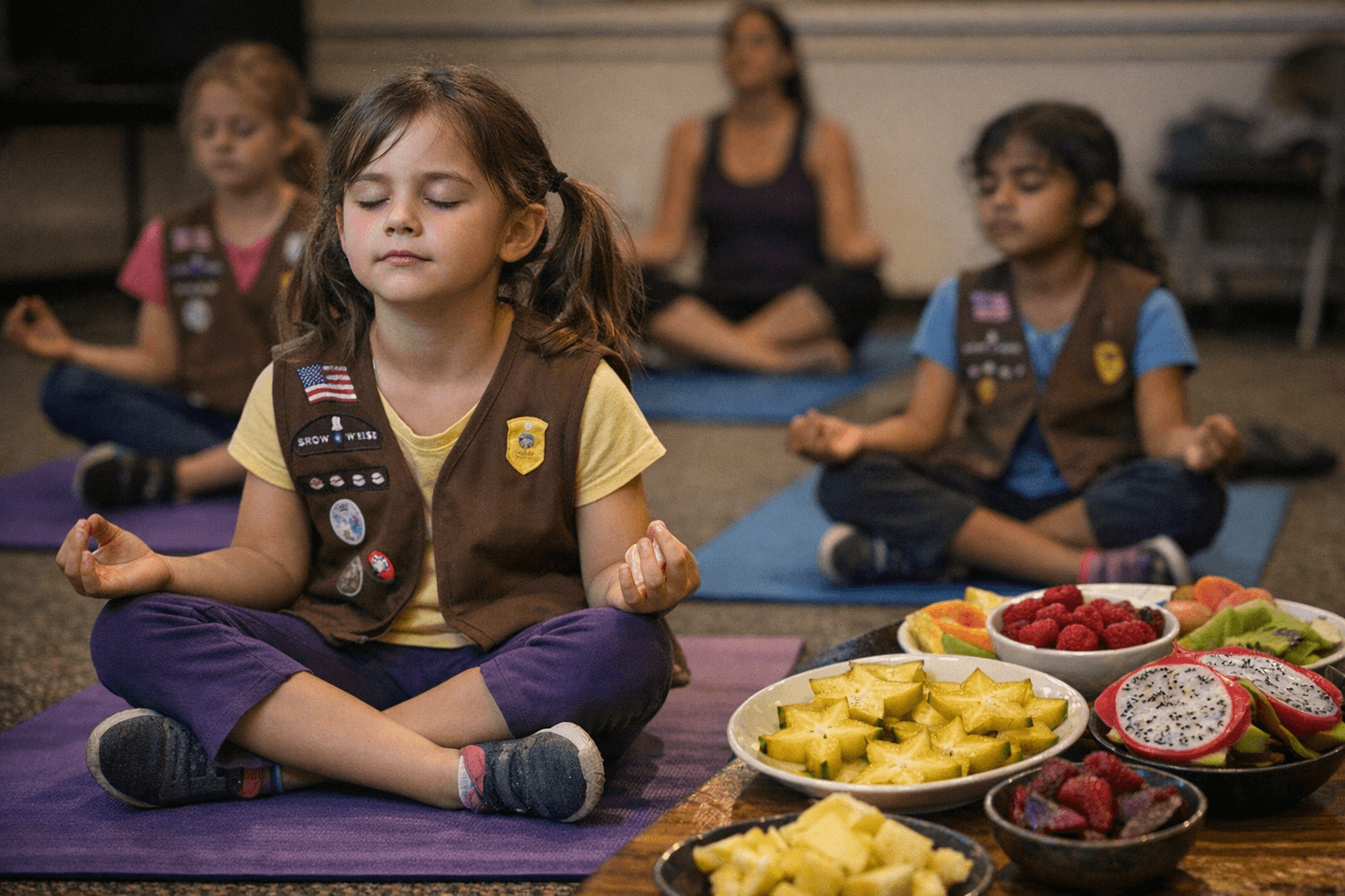 Rowley Brownies Earn Wellness Badge Through Yoga, Healthy Snack Tasting