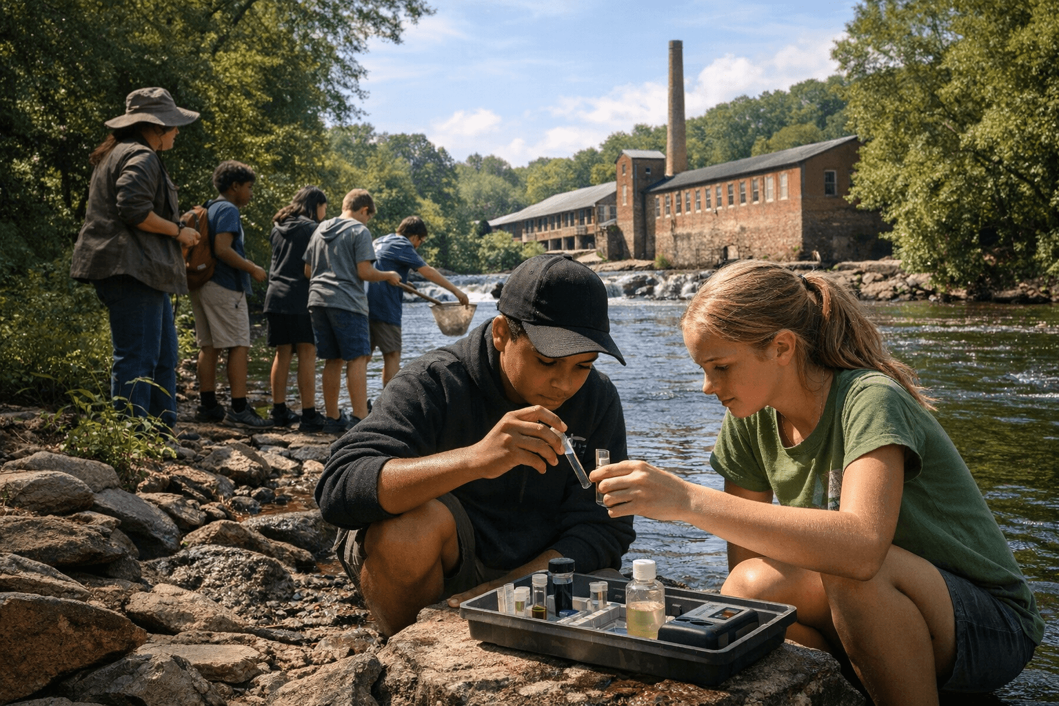 Alamance Middle Schoolers Explore Haw River History, Water Quality at Glencoe Museum